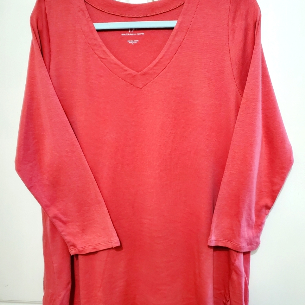 JJill 3/4 sleeve pima v-neck tshirt sz Large